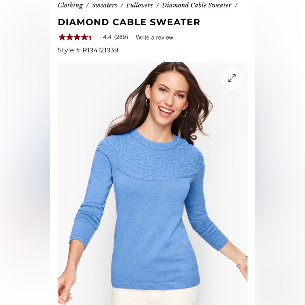 Talbots Diamond cable sweater in cream . Worn a few times .